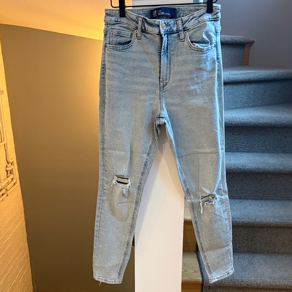 GAP Light Blue Distressed High Rise Universal Leggings